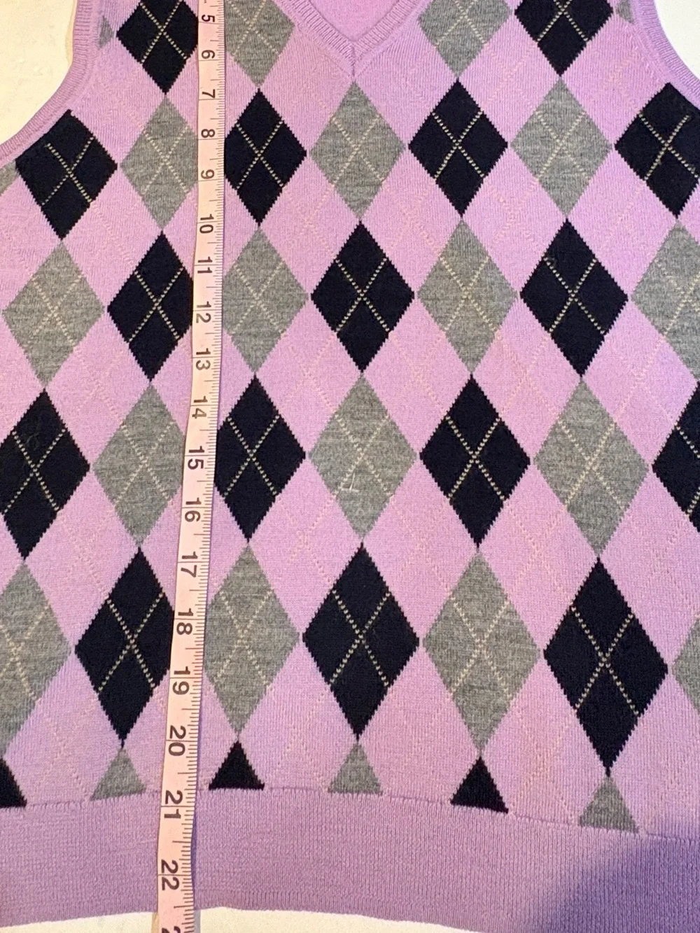Brooks Brothers 100% Merino Wool Argyle Sweater Vest Men’s XL Purple Gray
